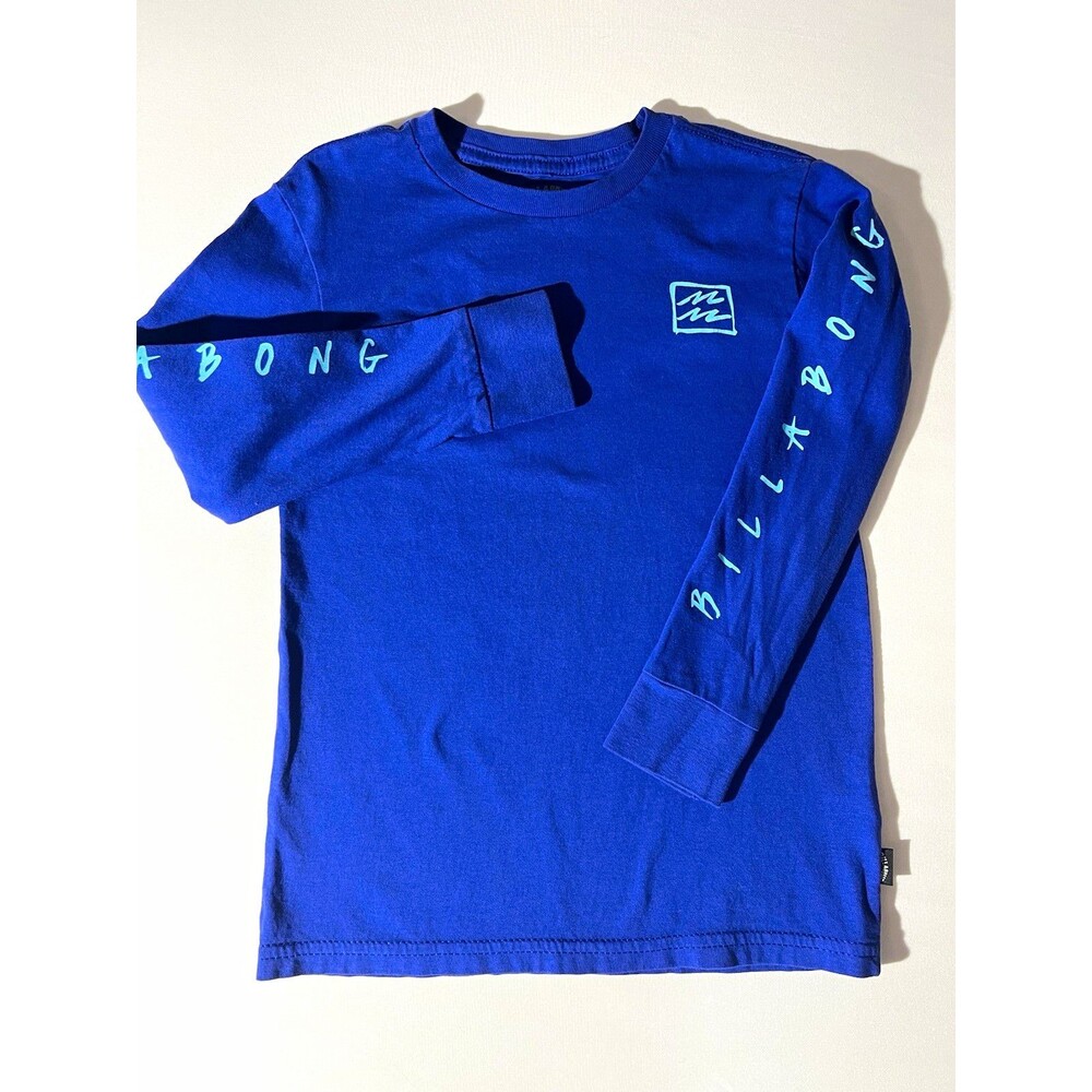 Billabong Boys Size 5 Long Sleeve Crewneck Graphic Logo T-Shirt Blue Cotton
